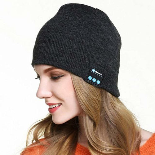 Gorro Negro Con Altavoz y Bluetooth