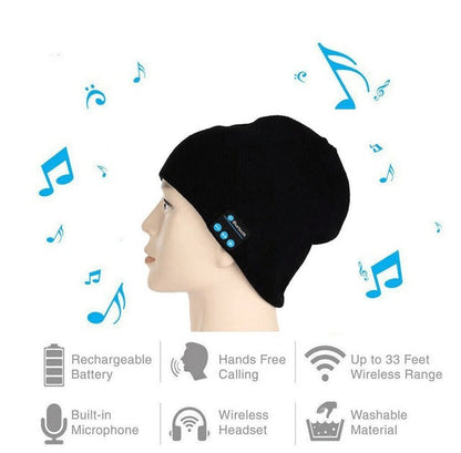 Gorro Negro Con Altavoz y Bluetooth