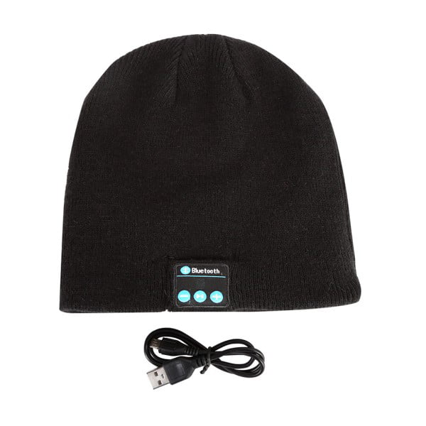 Gorro Negro Con Altavoz y Bluetooth