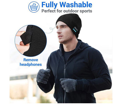 Gorro Negro Con Altavoz y Bluetooth